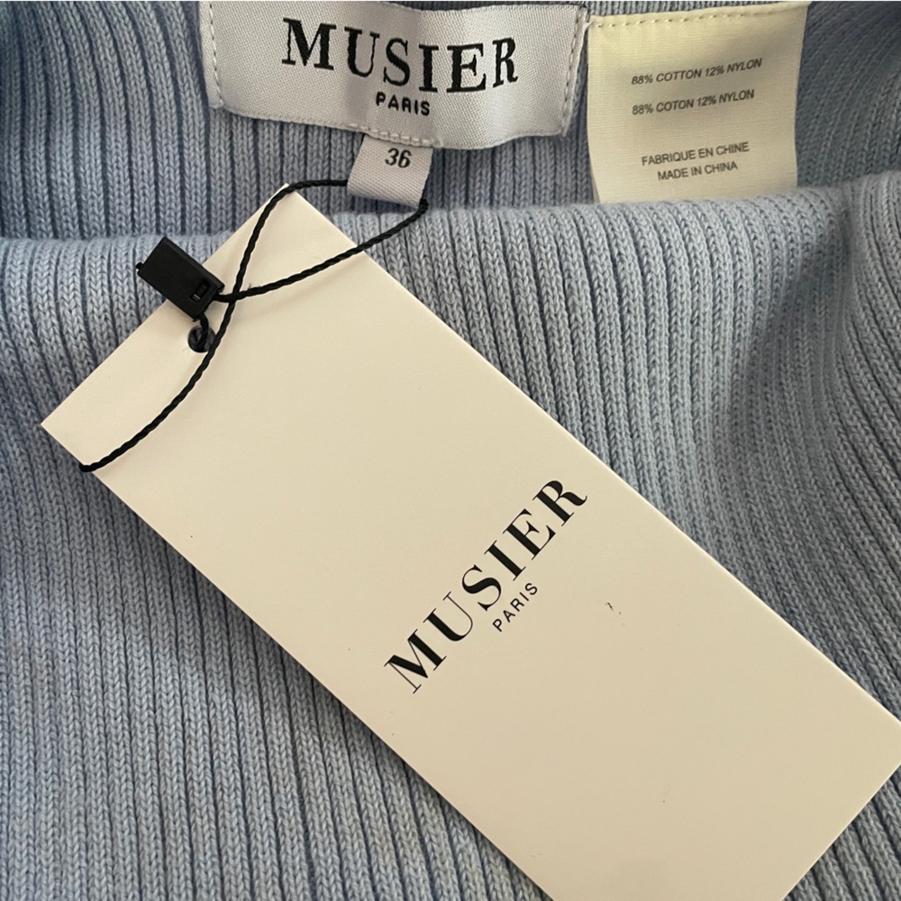 Musier Paris Light Blue Ribbed Midi Dress - Picture 3 of 3